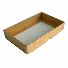 Коробка крафт с прозрачной крышкой 22*15*4 см фото