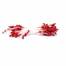 Тычинки-жемчуженки, 3 мм, длина 5.5 см упаковка 160 шт, цвет красный фото