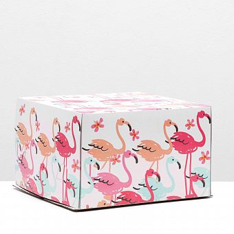Кондитерская упаковка без окна " Фламинго ", 30 х 30 х 19 см 6858997 фото, картинки