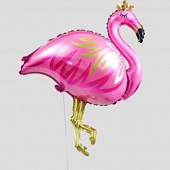 Шар фольгированный  фигура 32" "Фламинго с короной.", цвет розовый   4995306 фото, картинки