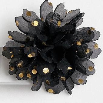 Цветочек шифоновый в горошек 9 см (1 шт) SF-5924, черный №1 фото, картинки