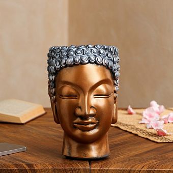Фигурное кашпо "Будда", бронза, 21х16х14 см, 0.4 л 7551415 фото, картинки