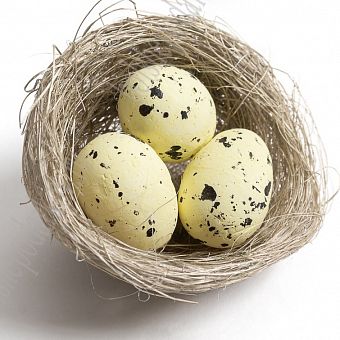 Пасхальный декор "Яйца в гнезде" 5 см (1 шт) SF-5017, бледно-желтый фото, картинки