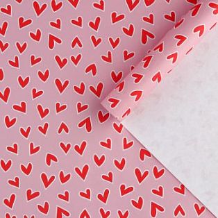 Бумага крафтовая белая «Красные сердечки», 50 x 70 см 10175183 фото