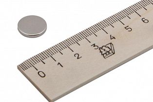 Постоянный магнит 14х3, диск, N35, никель фото