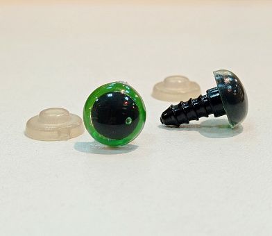 Фурнитура "Глазки для игрушек" 12 мм, с заглушками 2шт  SF-2140, зеленый фото, картинки