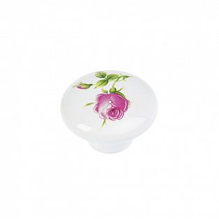 Ручка кнопка Ceramics 004, керамическая, белая с рисунком 3639415 фото