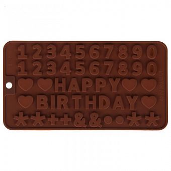 Форма для льда и шоколада, 49 ячеек, 21,5х11,5 см "С Днем рождения", цвета МИКС фото, картинки