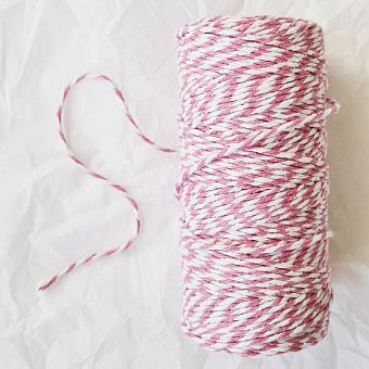 Шпагат хлопковый цветной (белый, розовый) 2мм, 100 м фото, картинки